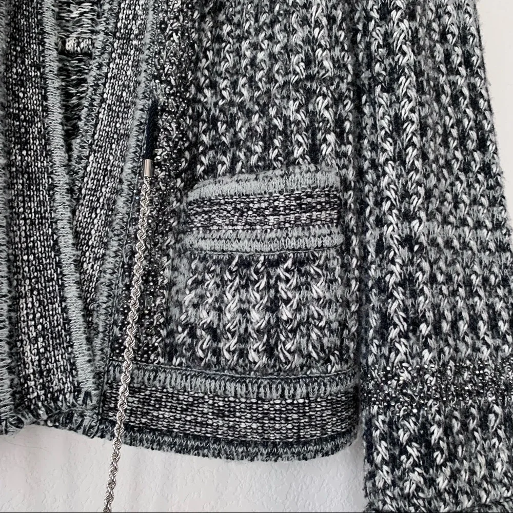 Chanel oversized crystal cashmere silk wool long cardigan cc logo